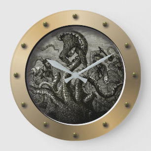 Steampunk onderzeeër Porthole Kraken Giant Octopus Grote Klok