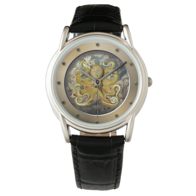 Steampunk onderzeeër Porthole Octopus Horloge (Voorkant)