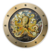 Steampunk onderzeeër Porthole Octopus Keramische Knop (Voorkant)