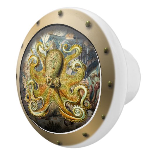 Steampunk onderzeeër Porthole Octopus Keramische Knop (Rechts)