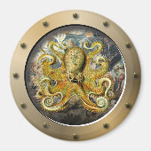 Steampunk onderzeeër Porthole Octopus Magneet (Voorkant)