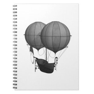 Steampunk ontwerp zwart-wit vliegmachine notitieboek