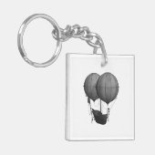 Steampunk ontwerp zwart-wit vliegmachine sleutelhanger (Voorkant Links)