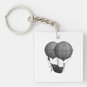 Steampunk ontwerp zwart-wit vliegmachine sleutelhanger