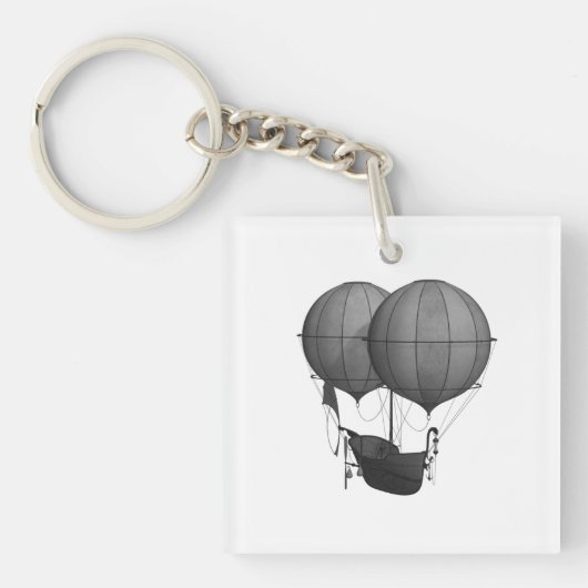 Steampunk ontwerp zwart-wit vliegmachine sleutelhanger (Voorkant)