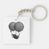 Steampunk ontwerp zwart-wit vliegmachine sleutelhanger (Achterkant)