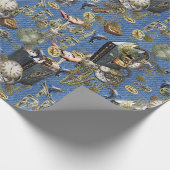 Steampunk op blauw Denim-pakpapier Cadeaupapier (Hoek)