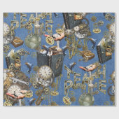 Steampunk op Blue Denim Cadeaupapier (Vlak)