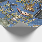Steampunk op Blue Denim Cadeaupapier (Hoek)