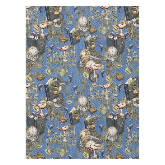 Steampunk op Blue Denim Tablecloth Tafelkleed (Voorkant)