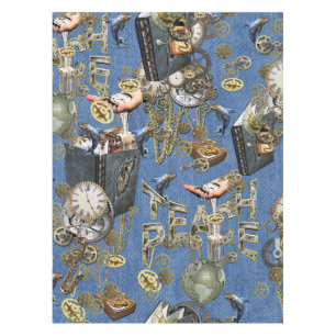 Steampunk op Blue Denim Tafelkleed