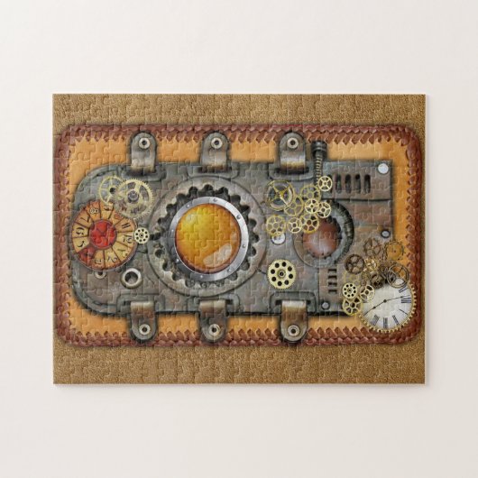 Steampunk op de muur van het lederen paneel legpuzzel (Horizontaal)