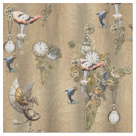 Steampunk op Gold Tan Leather Stof