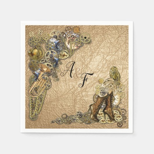 Steampunk op gouden leren servetten (Voorkant)
