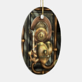 Steampunk op hart gepersonaliseerd keramisch ornament (Rechts)