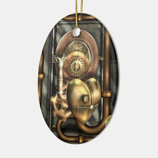 Steampunk op hart gepersonaliseerd keramisch ornament (Links)