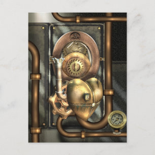 Steampunk op het hart briefkaart