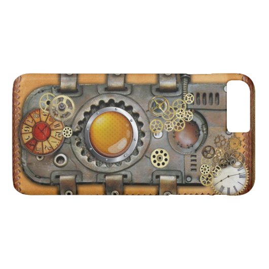 Steampunk op leder Case-Mate iPhone case (Achterkant (Horizontaal))
