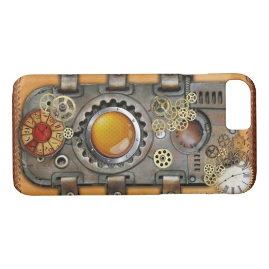 Steampunk op leder Case-Mate iPhone case (Achterkant (Horizontaal))