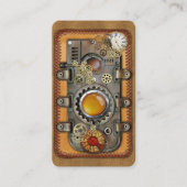Steampunk op Visitekaartje van leder (Voorkant)