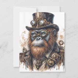 Steampunk Orangutan -  SciFi Animal Art Briefkaart