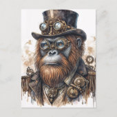 Steampunk Orangutan - SciFi Animal Art Briefkaart (Voorkant)