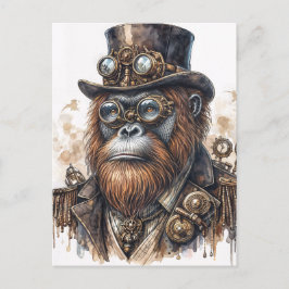 Steampunk Orangutan -  SciFi Animal Art Briefkaart
