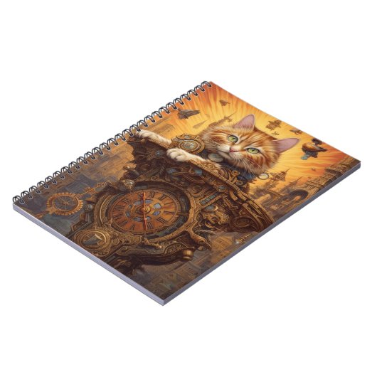 STEAMPUNK ORANJE TABBY CAT NOTITIEBOEK (Linkerzijde)