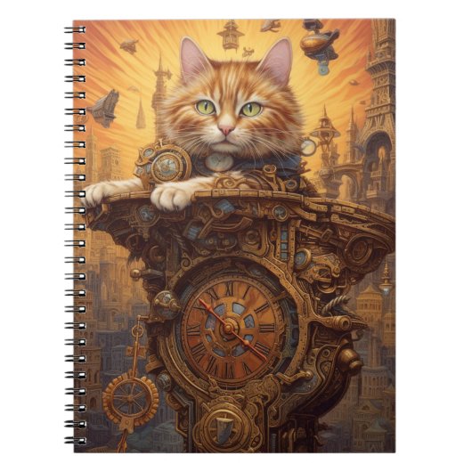 STEAMPUNK ORANJE TABBY CAT NOTITIEBOEK (Voorkant)