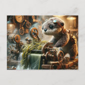 Steampunk Otter Seaweed Verstopte Machine Briefkaart (Voorkant)