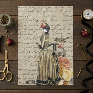 Steampunk Oude Victoriaanse Gouden Dame Vrouw Vint Tissuepapier