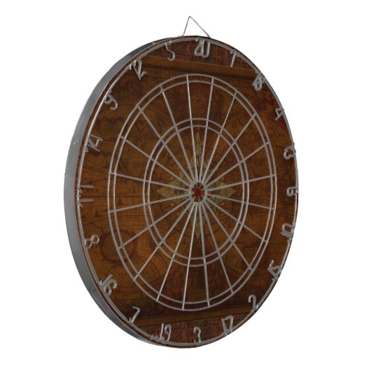 Steampunk Oude Wereldkaart & Compass Roos Design Dartbord (Voorkant Links)