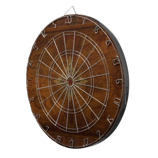 Steampunk Oude Wereldkaart & Compass Roos Design Dartbord (Voorkant Rechts)