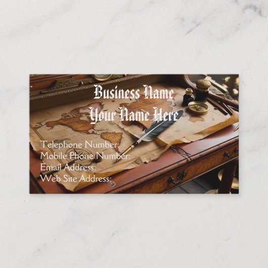 Steampunk  Oude Wereldkaart Thema Visitekaartje (Voorkant)