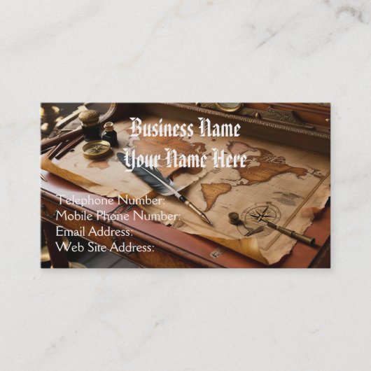 Steampunk  Oude Wereldkaart Thema Visitekaartje (Voorkant)