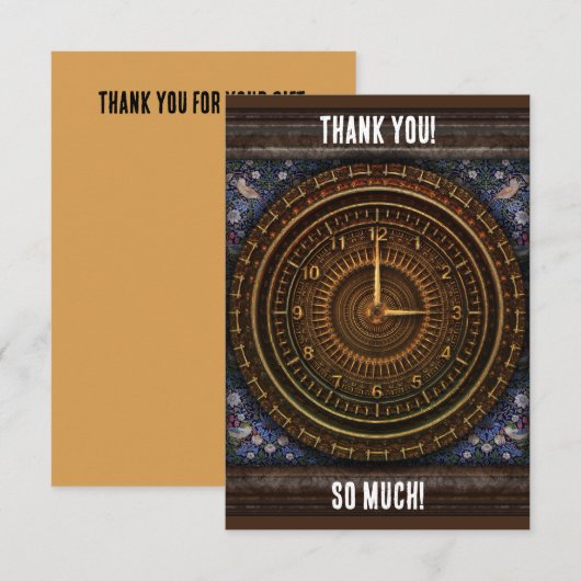 Steampunk  ouderwetse koperklokwerk bedankkaart (Voorkant / Achterkant)