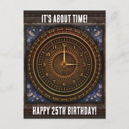 Steampunk ouderwetse koperklokwerk briefkaart (Voorkant)