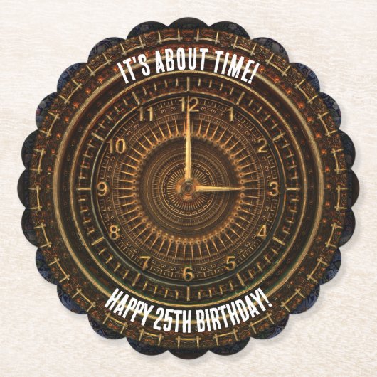 Steampunk  ouderwetse koperklokwerk kartonnen onderzetters (Voorkant)