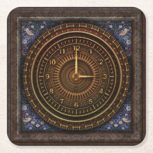 Steampunk  ouderwetse koperklokwerk kartonnen onderzetters (Voorkant)