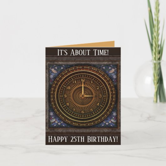 Steampunk  ouderwetse koperklokwerk notitiekaartje (Voorkant)