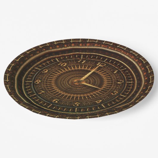 Steampunk ouderwetse koperklokwerk papieren bordje (Gekanteld)