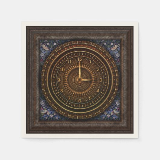 Steampunk ouderwetse koperklokwerk servetten (Voorkant)