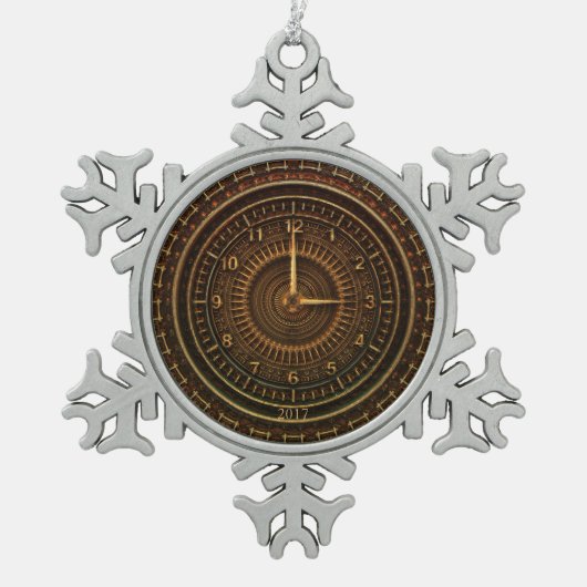 Steampunk  ouderwetse koperklokwerk tin sneeuwvlok ornament (Voorkant)