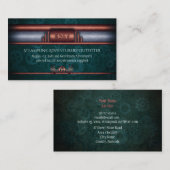 Steampunk Outfitters, koper op blauwgroen cogs Mon Visitekaartje (Voorkant / Achterkant)