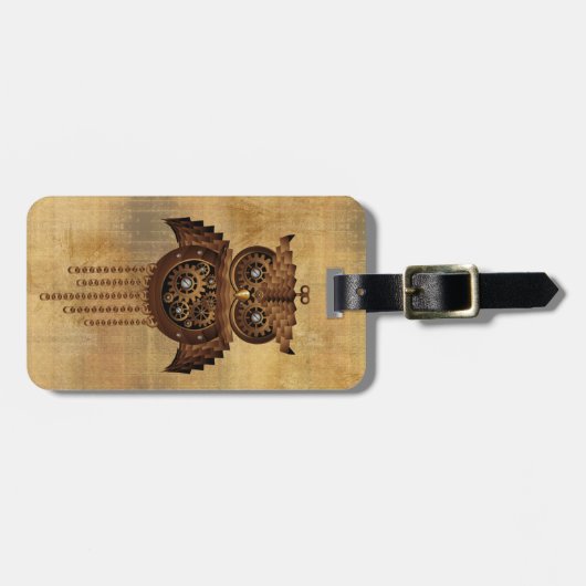 Steampunk Owl  Bagagelabel Stijl (Voorkant horizontaal)