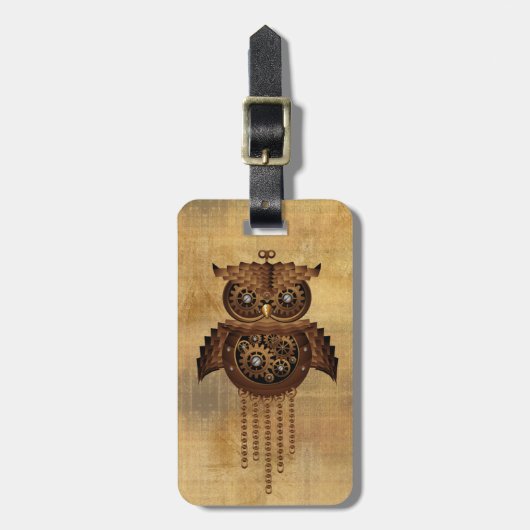 Steampunk Owl  Bagagelabel Stijl (Voorkant verticaal)