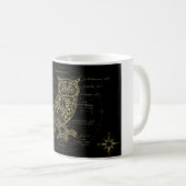 Steampunk Owl Blueprint Mug | Vintage Mechanical A Koffiemok (Voorkant rechts)