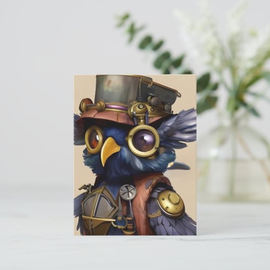 Steampunk Owl Briefkaart (Staand voorkant)