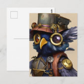 Steampunk Owl Briefkaart (Voorkant / Achterkant)