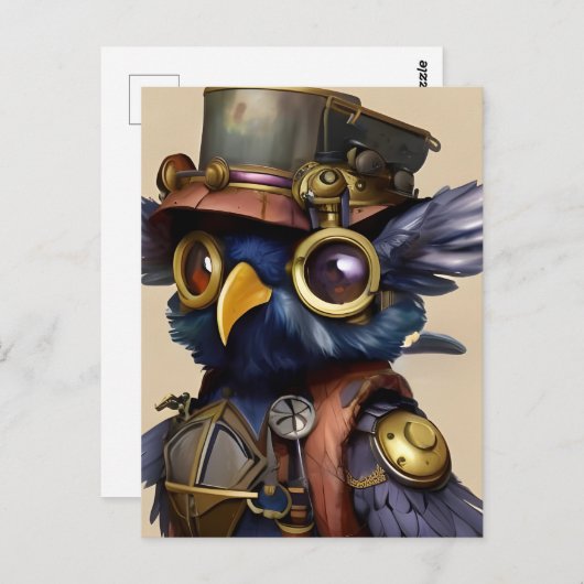Steampunk Owl Briefkaart (Voorkant / Achterkant)